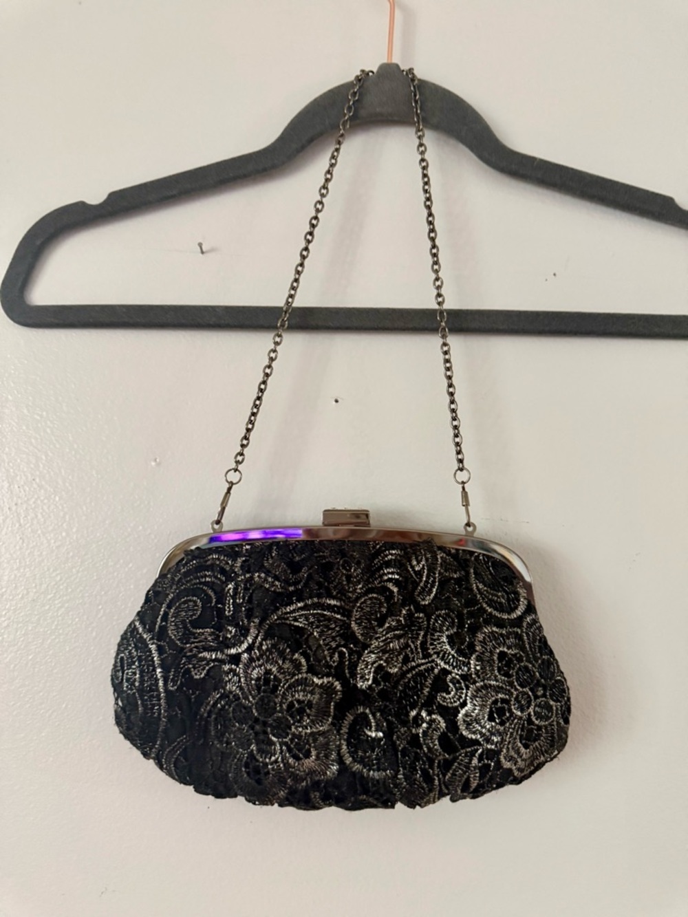 Vintage Glam Black Embroidered Lace Minaudière | Le Jou Jou